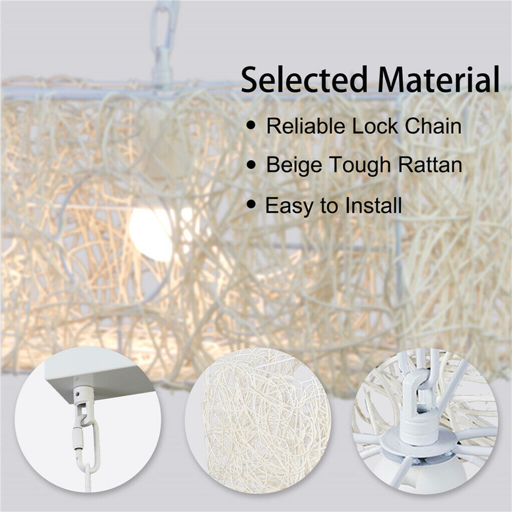 Rattan Dimmable Chandeliers Kitchen Dining Room Lighting