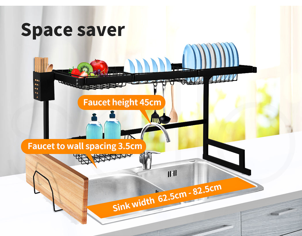 Dish Drying Rack Over Sink Stainless Steel Dish Drainer Organizer 2 Tier 65cm 85cm