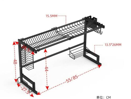 Dish Drying Rack Over Sink Stainless Steel Dish Drainer Organizer 2 Tier 65cm 85cm