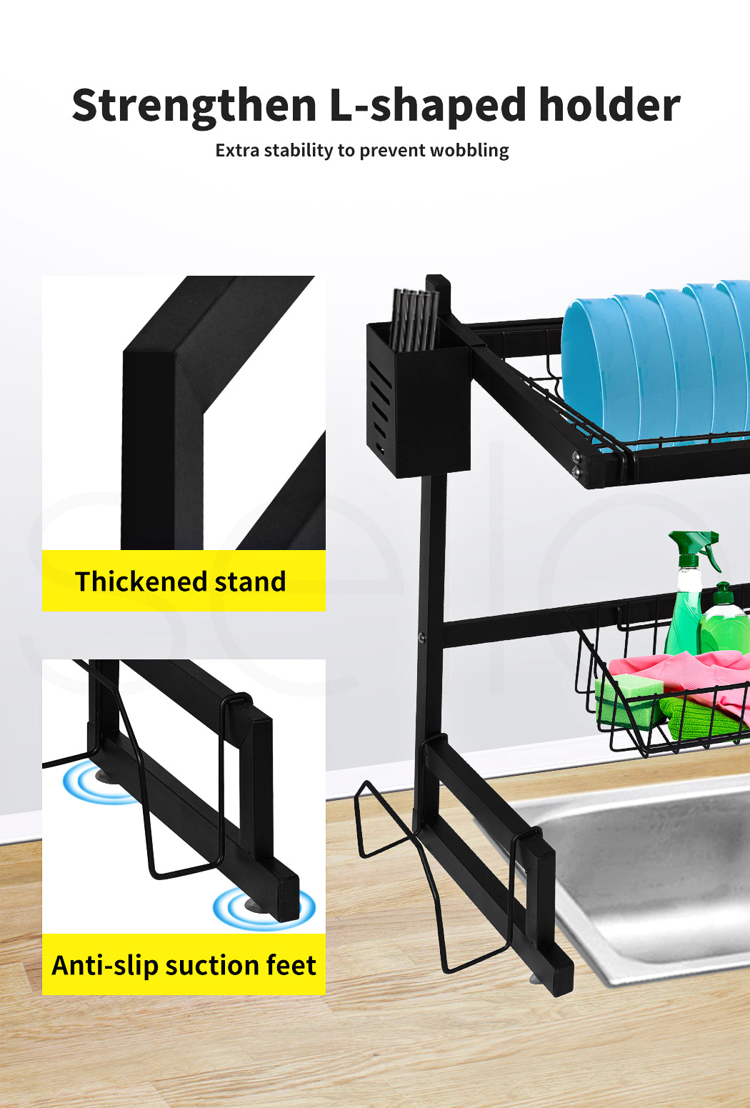 Dish Drying Rack Over Sink Stainless Steel Dish Drainer Organizer 2 Tier 65cm 85cm
