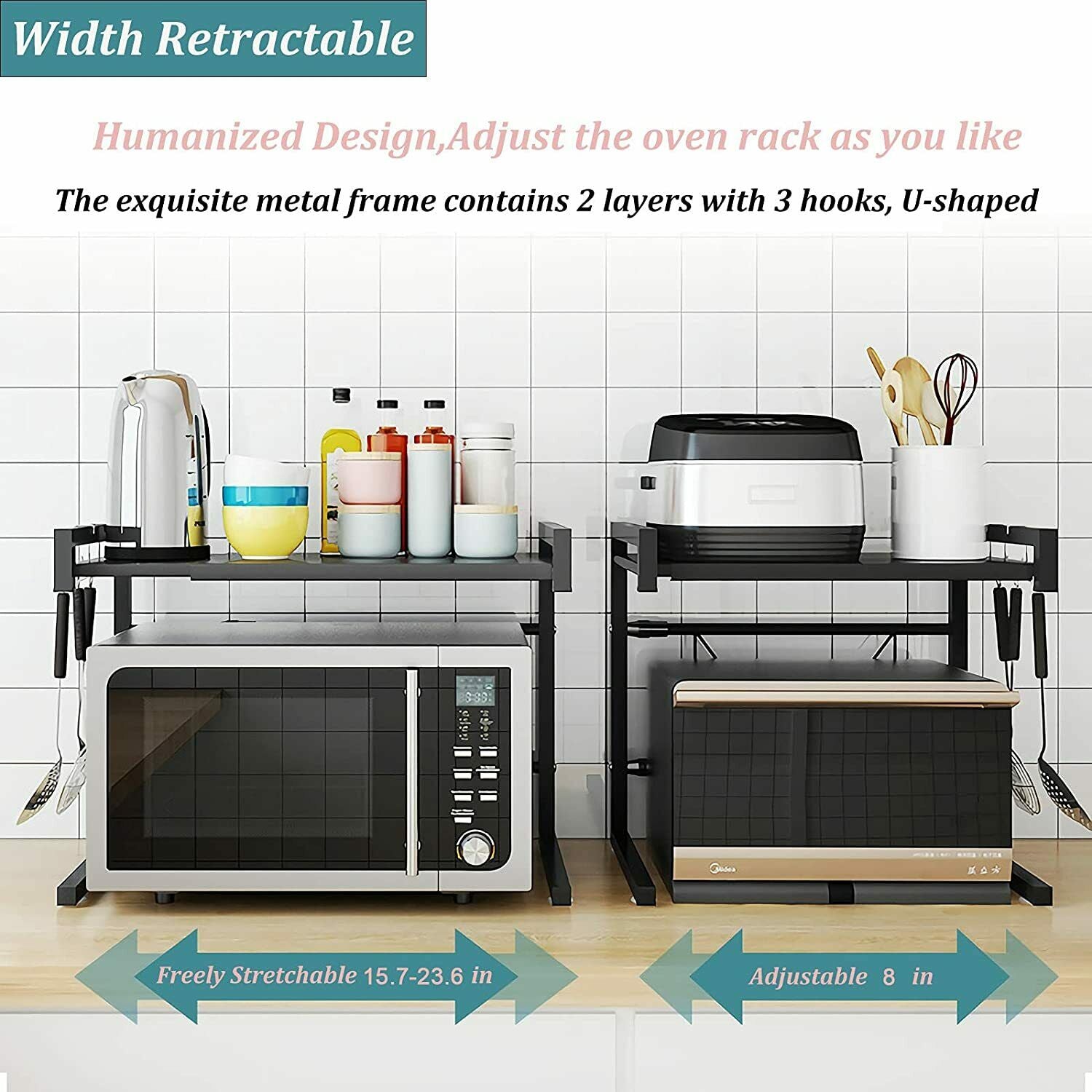 Expandable Microwave Oven Rack Stand Organizer