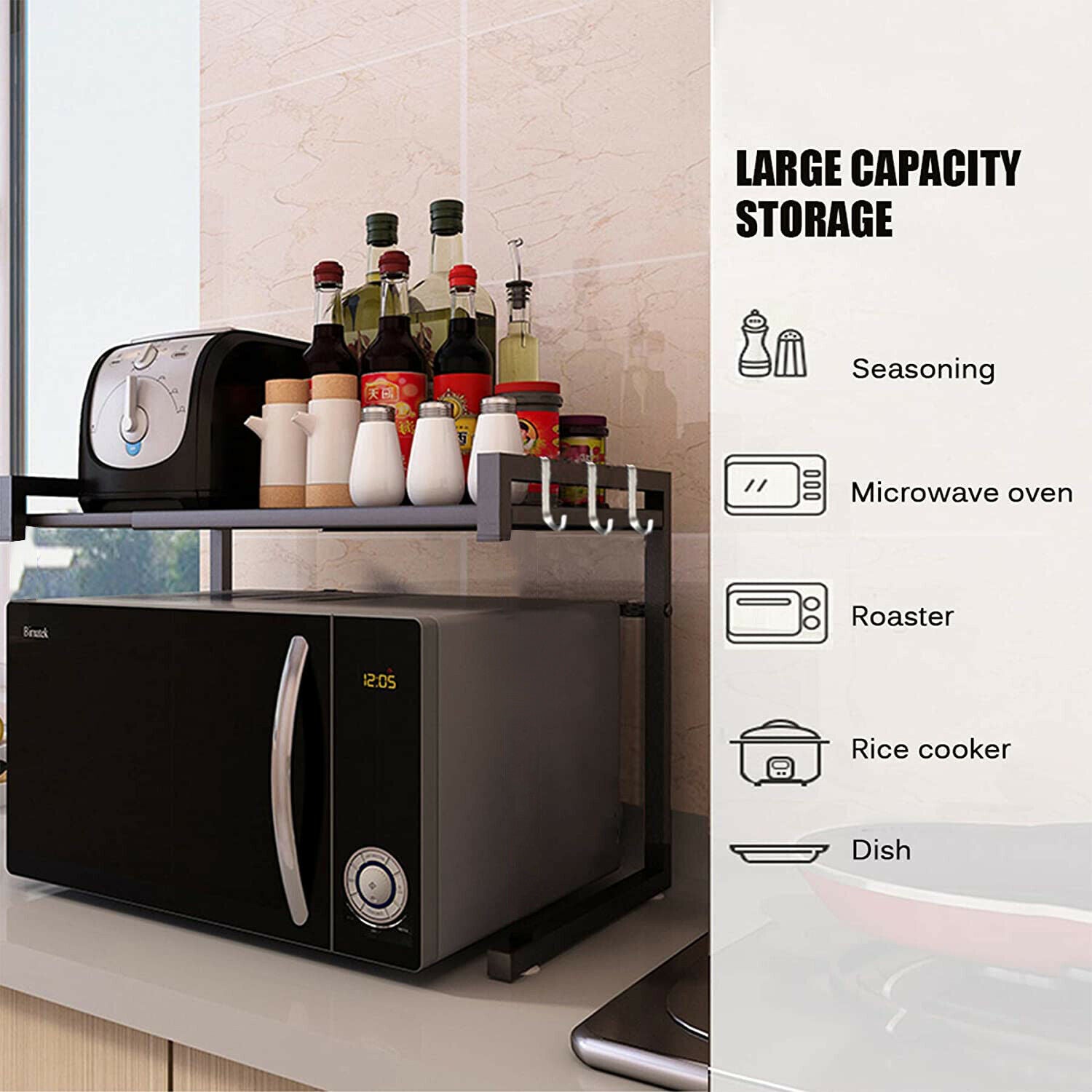 Expandable Microwave Oven Rack Stand Organizer