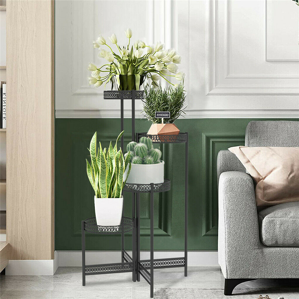 Vintage Corner Metal Plant Stand Round Flower Rack