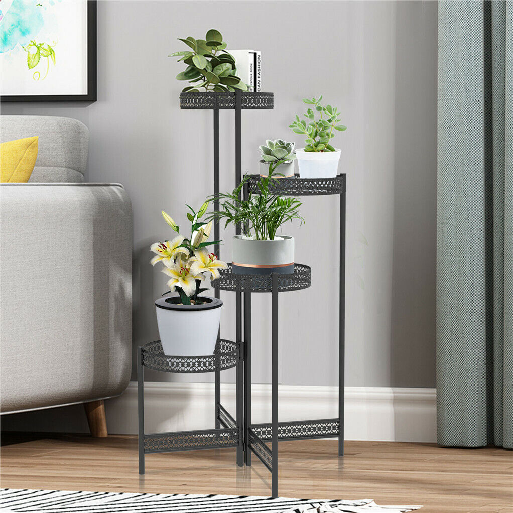 Vintage Corner Metal Plant Stand Round Flower Rack