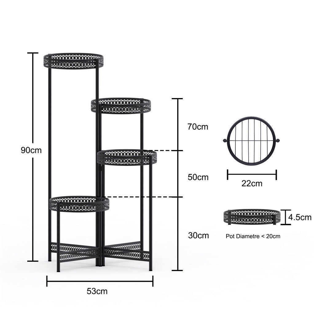 Vintage Corner Metal Plant Stand Round Flower Rack