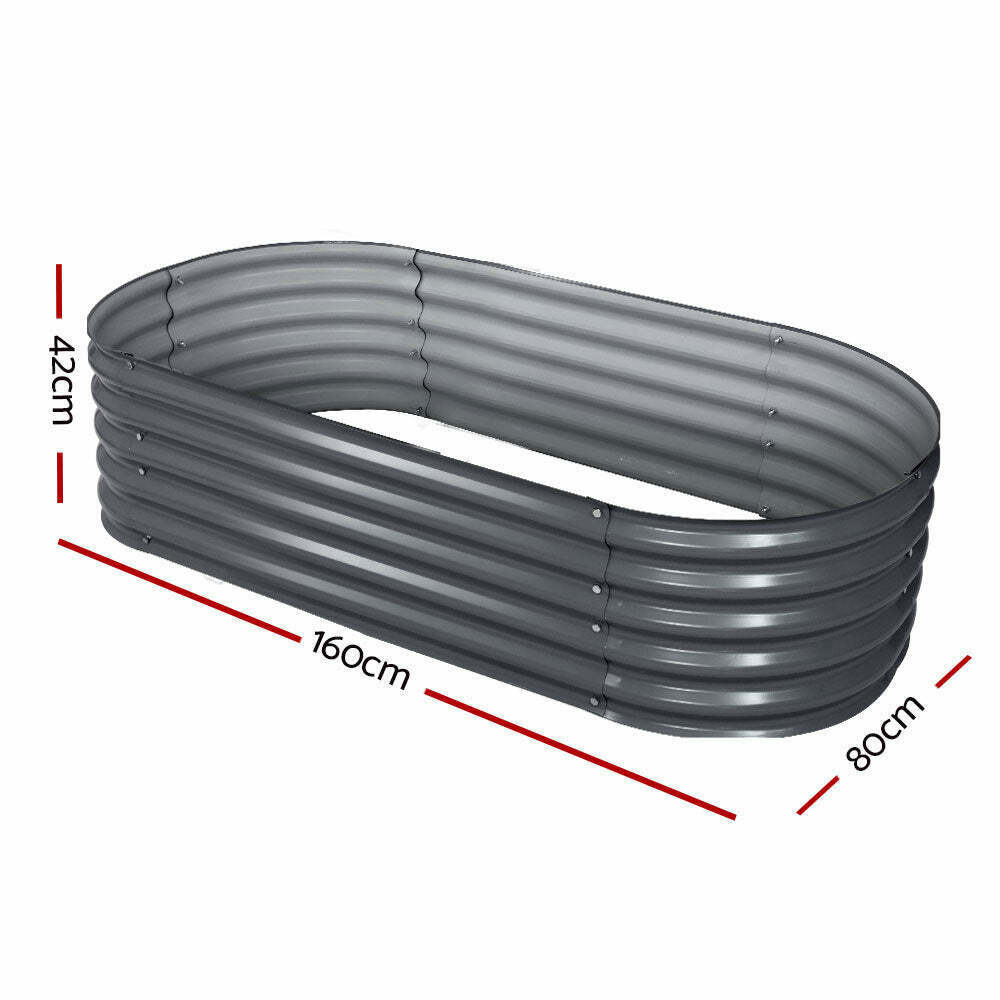 Galvanised Raised Steel Garden Bed Planter 160X80X42CM