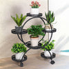 4 Layer 6 Pots Flower Holder Plant Stand Shelf 4-Wheel Free Moving Rack