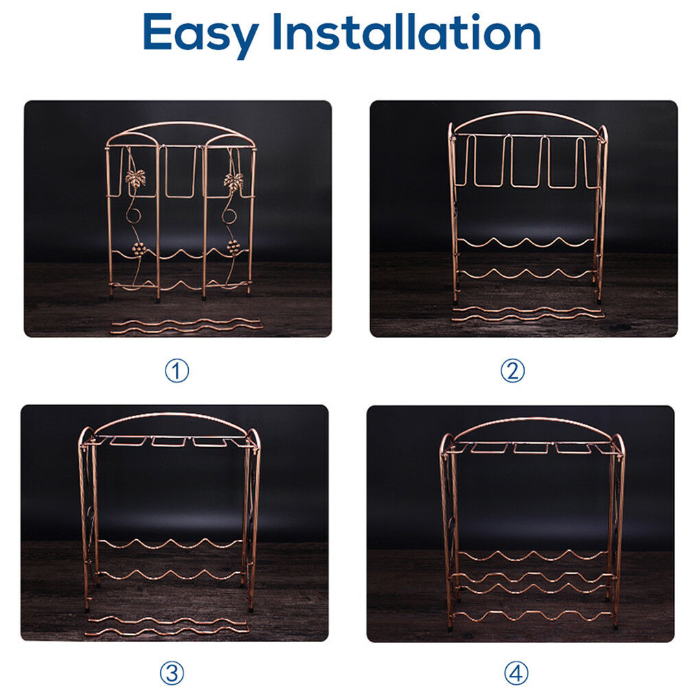 8 Bottle and 8 Goblet Wine Rack Holder Storage Organiser Display Shelf Bar 2 Tiers