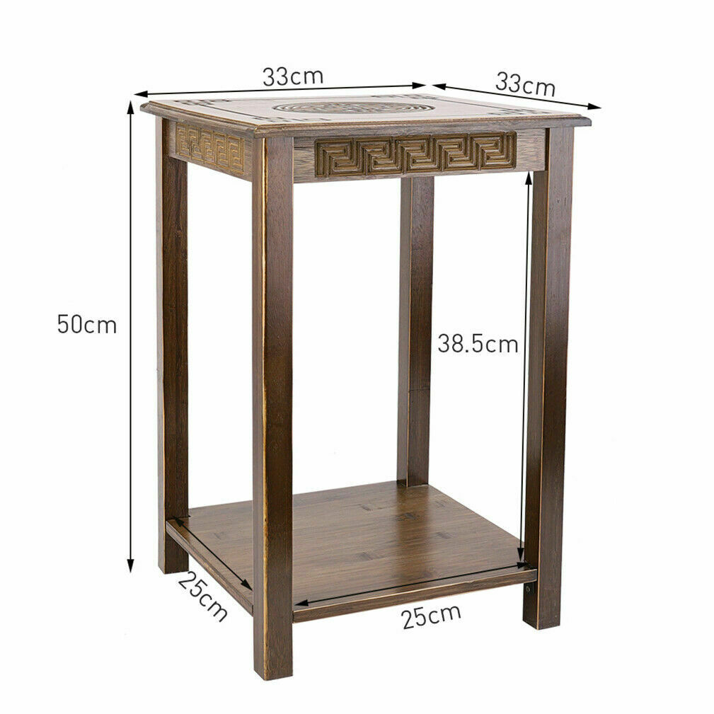 2/3Tier End Table Bamboo Square Oriental Table Bedside Chairside Table Furniture