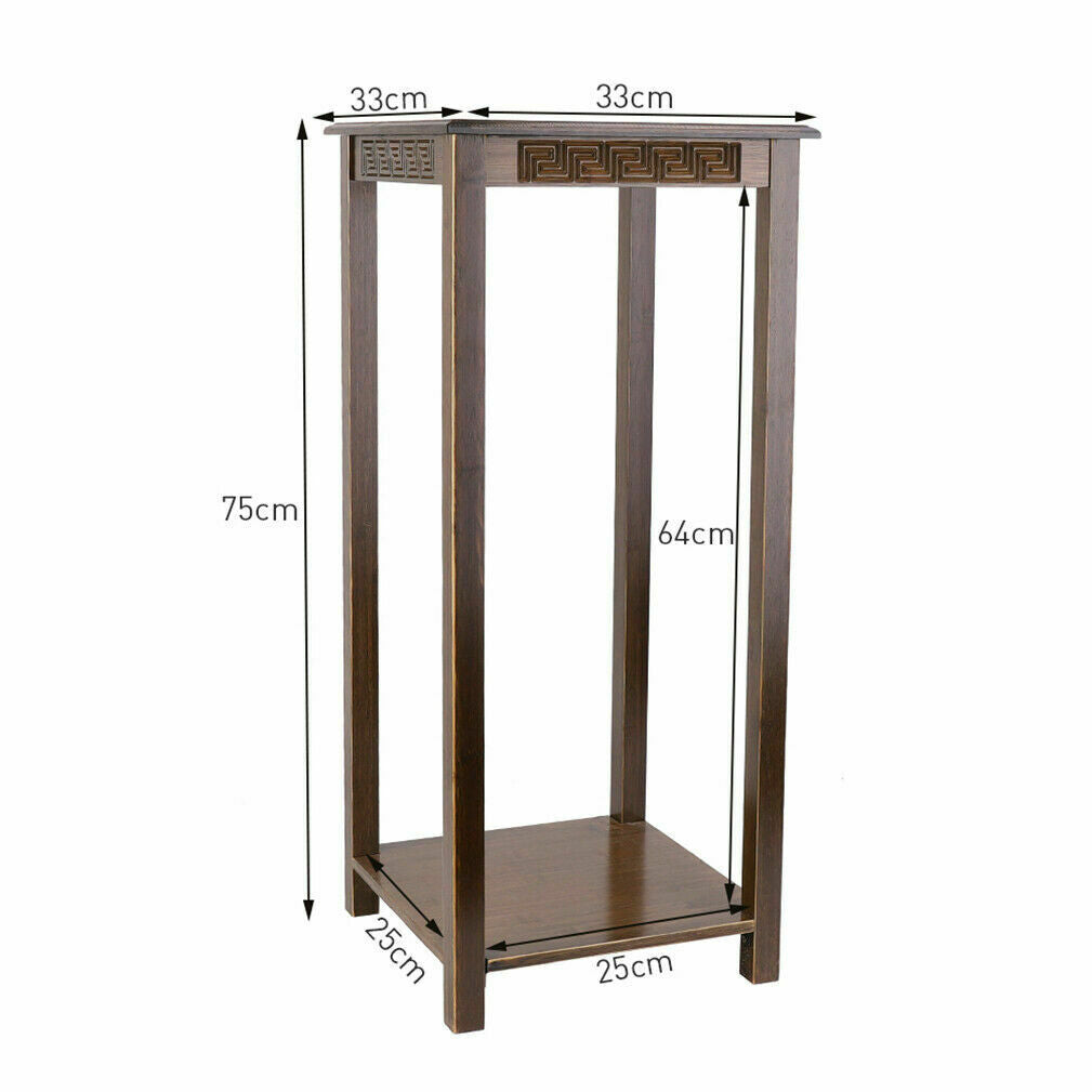 2/3Tier End Table Bamboo Square Oriental Table Bedside Chairside Table Furniture