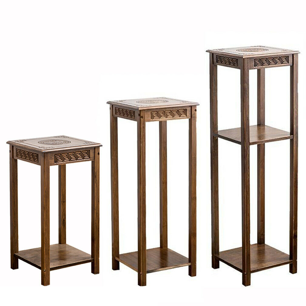 2/3Tier End Table Bamboo Square Oriental Table Bedside Chairside Table Furniture