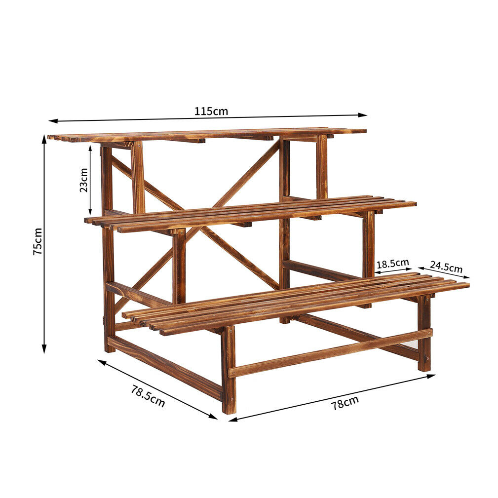 3 Ladder Outdoor Balcony Garden Plant Stand