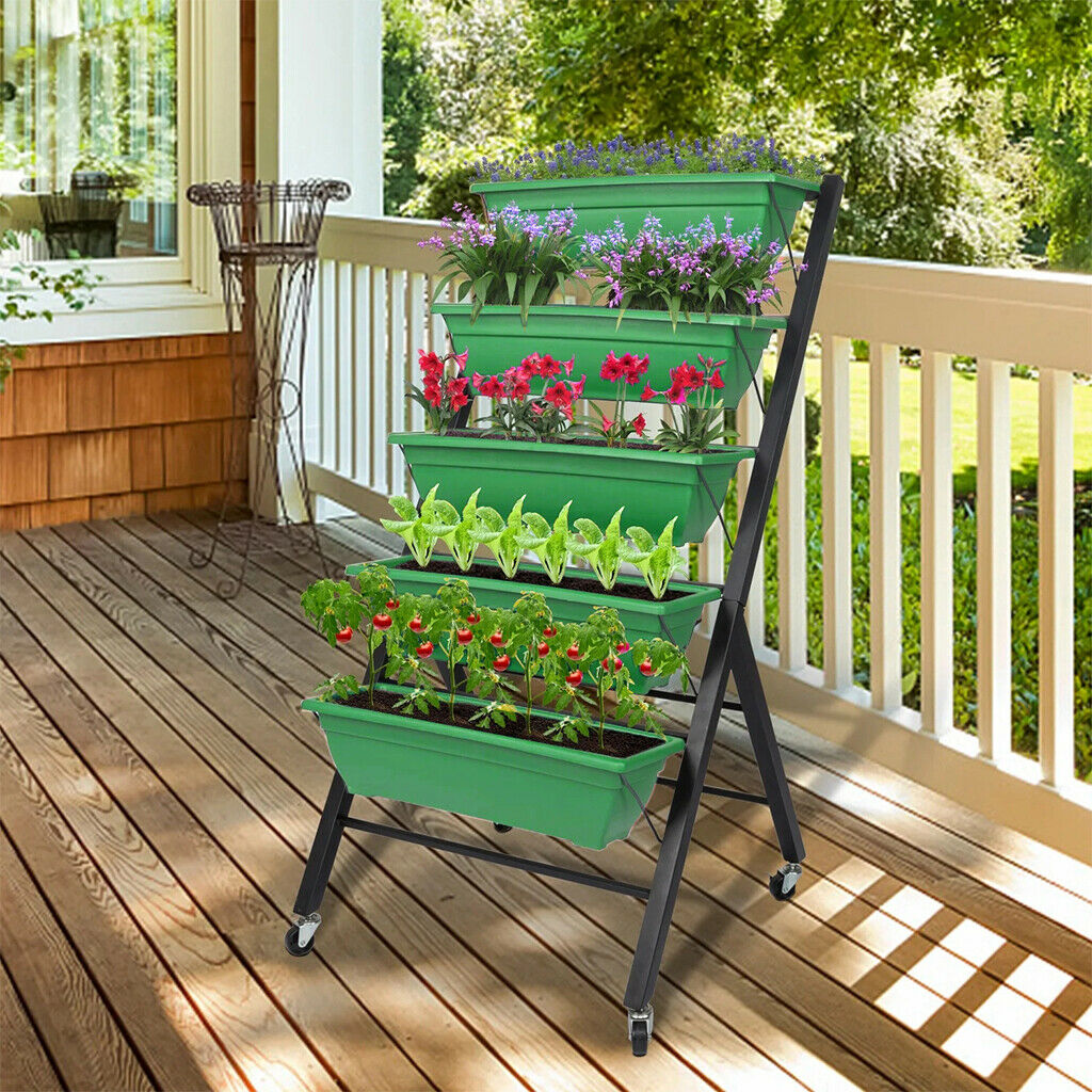 Rolling Vertical Raised Garden Bed Grow Herbs Vegetables Planter