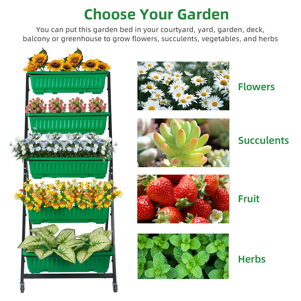 Rolling Vertical Raised Garden Bed Grow Herbs Vegetables Planter