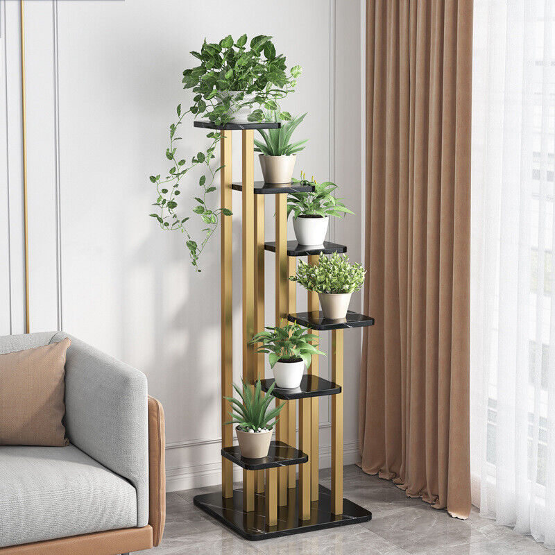 6 Tiers Plant Stand Metal Flower Pots Shelf Indoor Outdoor