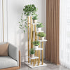 6 Tiers Plant Stand Metal Flower Pots Shelf Indoor Outdoor White+ Gold