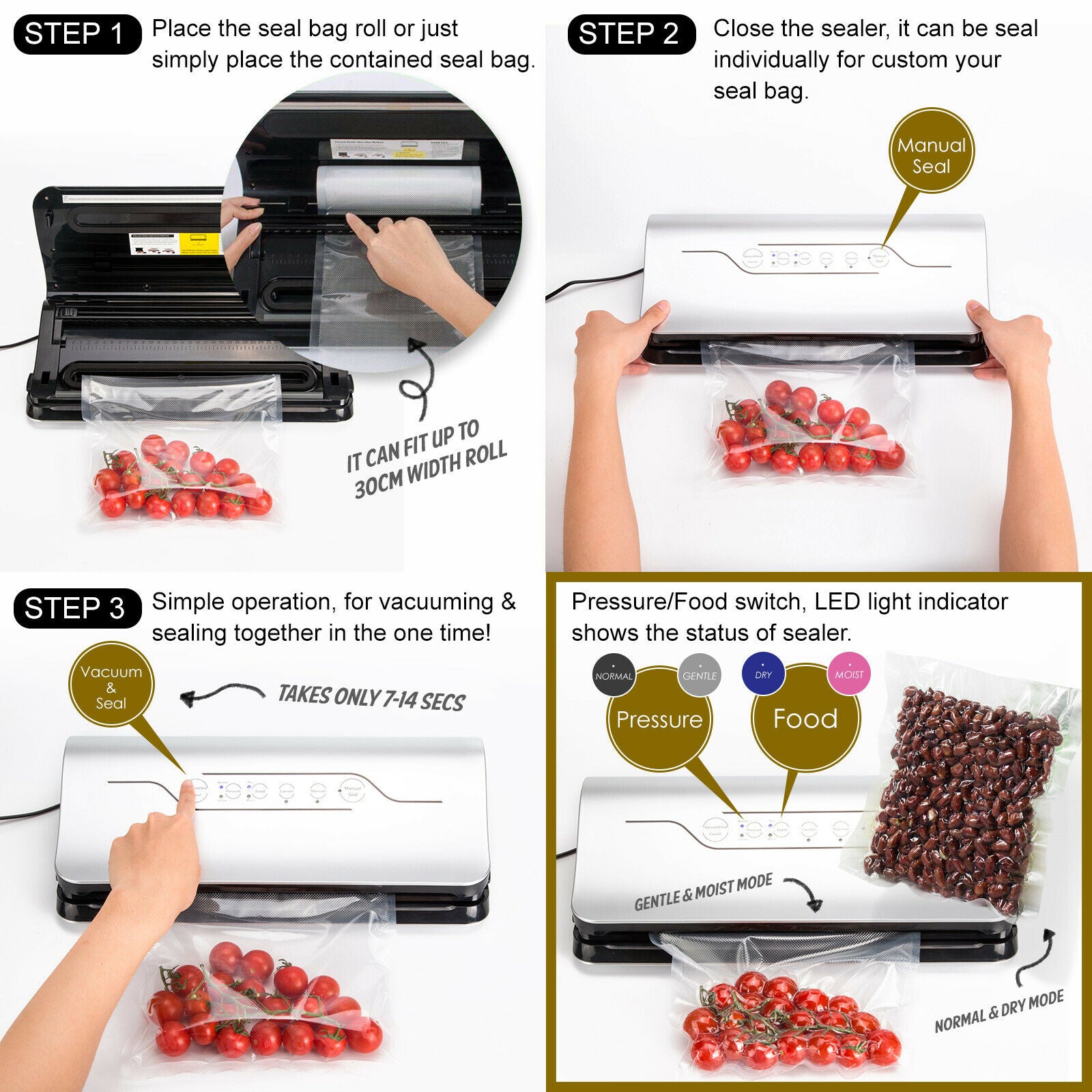 Vacuum Food Sealer Dry/Moisture Machine