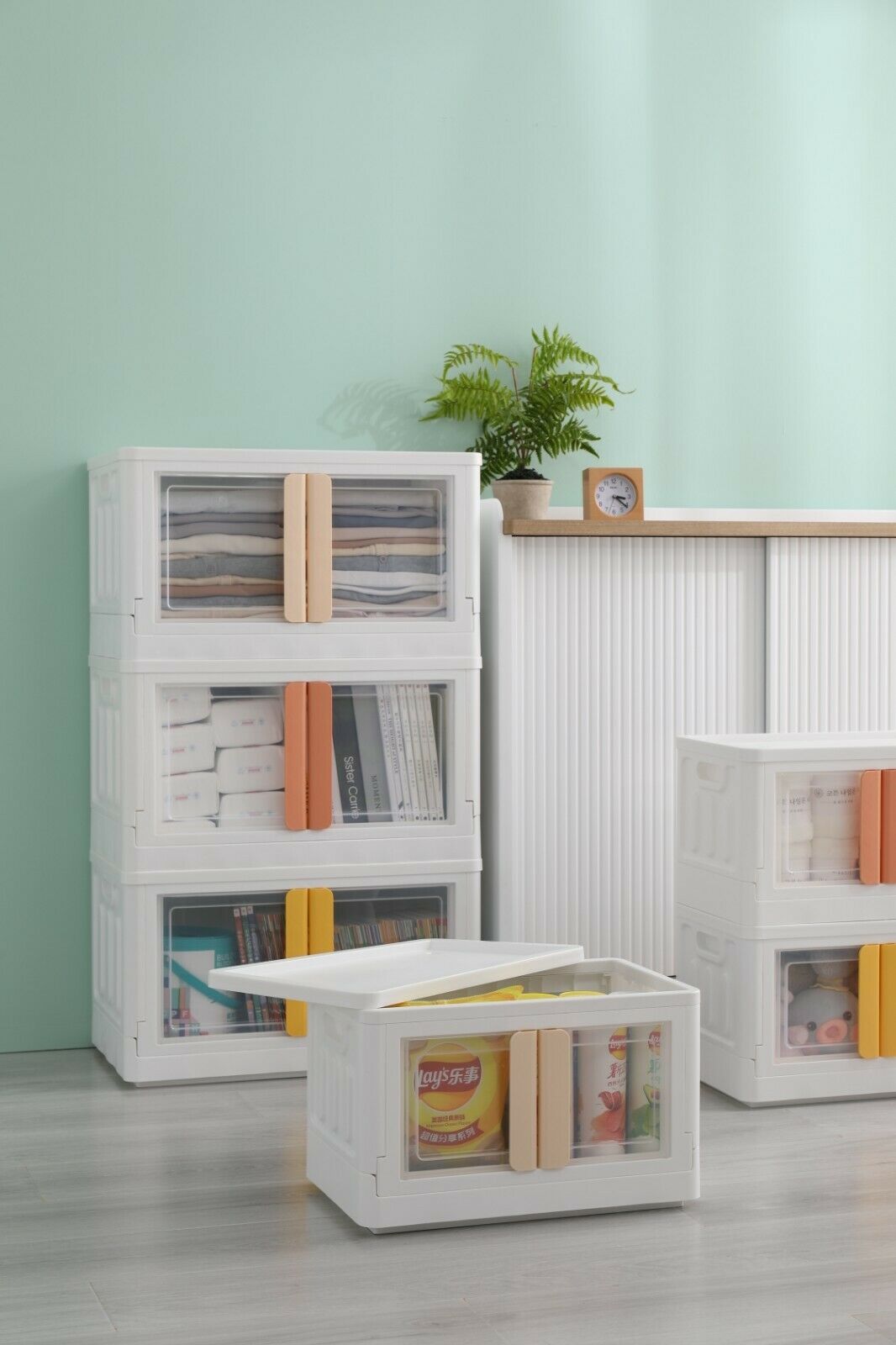 32L Stackable Foldable Storage Container Organizer