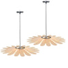 2PCS Antique Wood Flower Pendant Chandelier Hanging Light