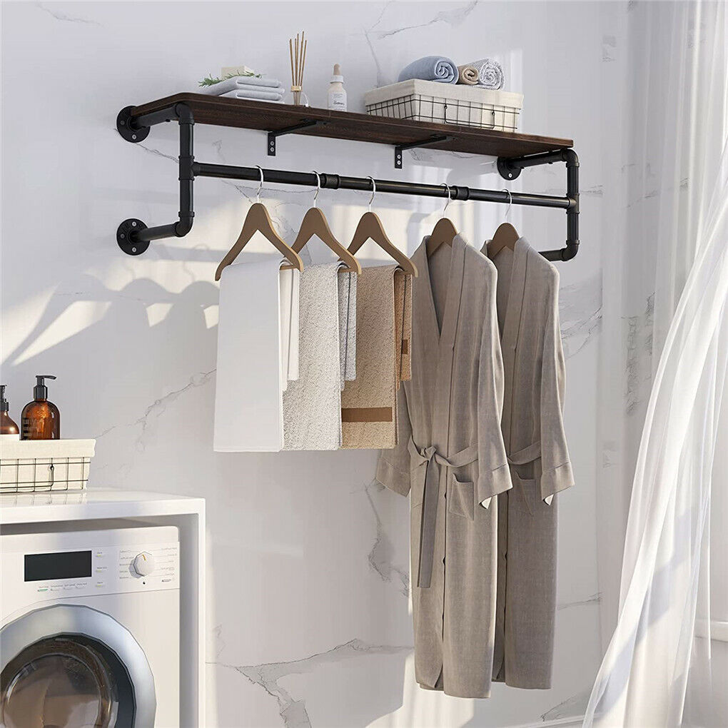 Wall Mounted Garment Rack with Top Shelf – Smart Home
