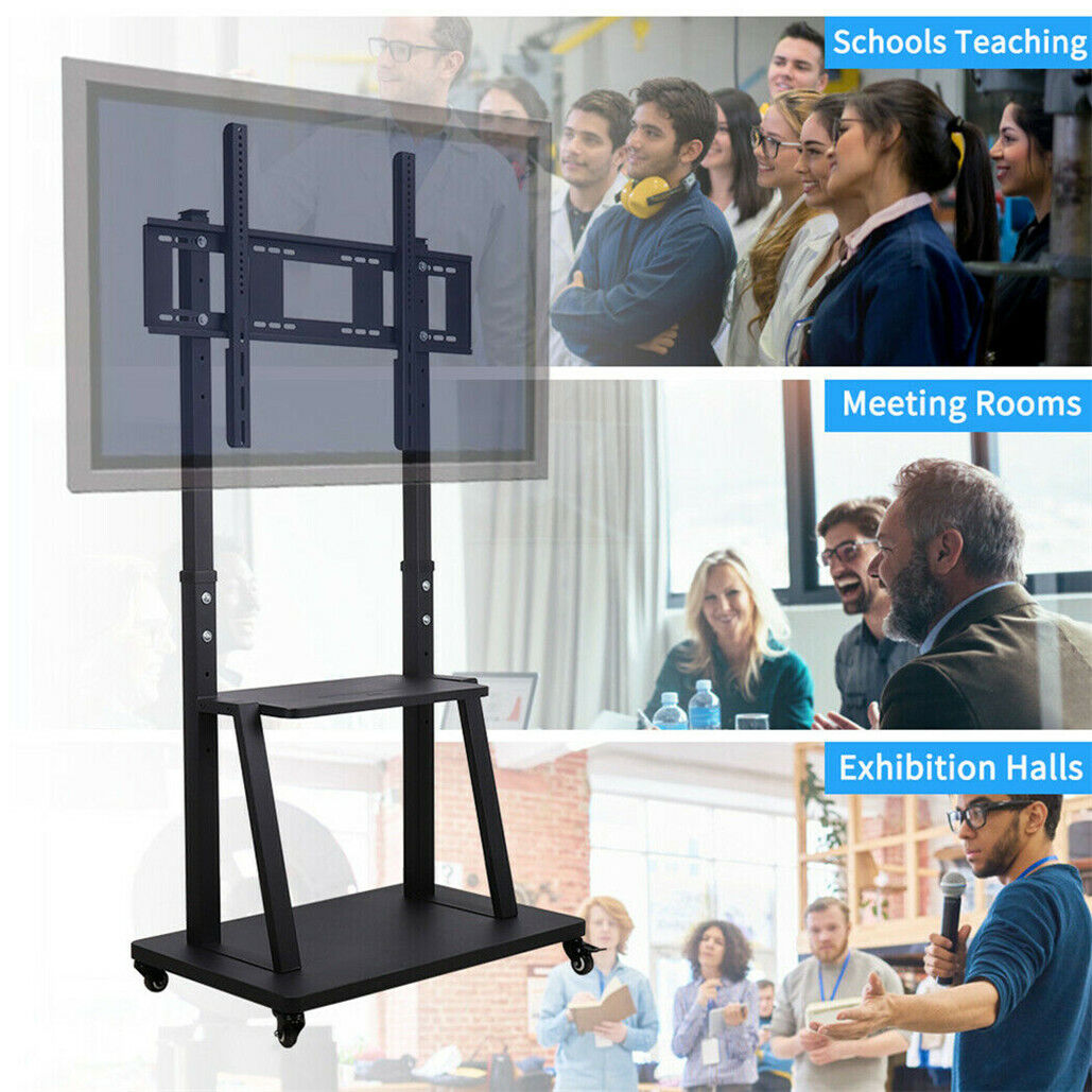 Heavy Duty 40-100 inch Mobile TV Trolley Rolling TV Floor Stand