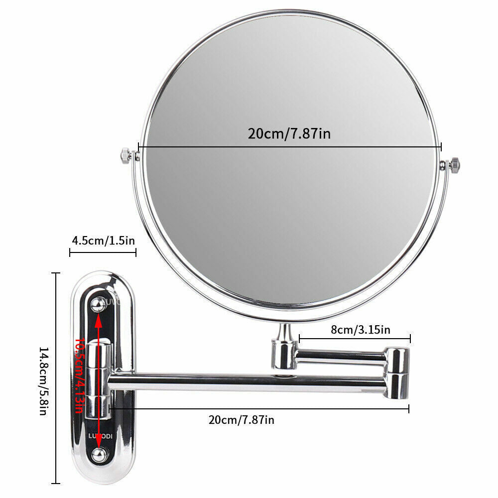 Extendable Wall-Mounted Bathroom Makeup Mirror 10X Magnifier