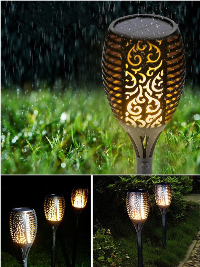 10pcs Solar Torch Lights 96 LED Flickering Lighting Dancing Flame Garden Lamp