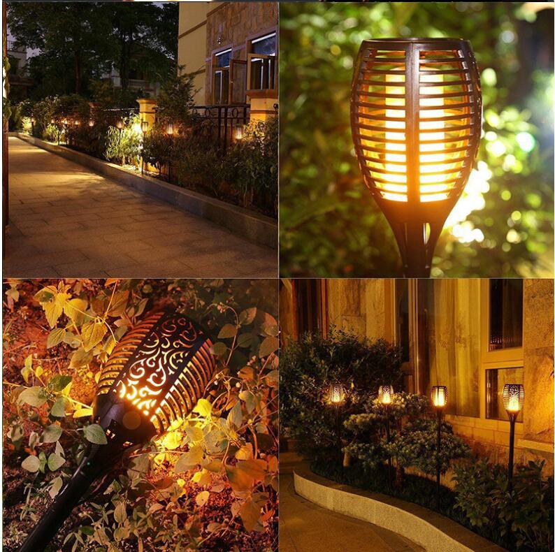 10pcs Solar Torch Lights 96 LED Flickering Lighting Dancing Flame Garden Lamp